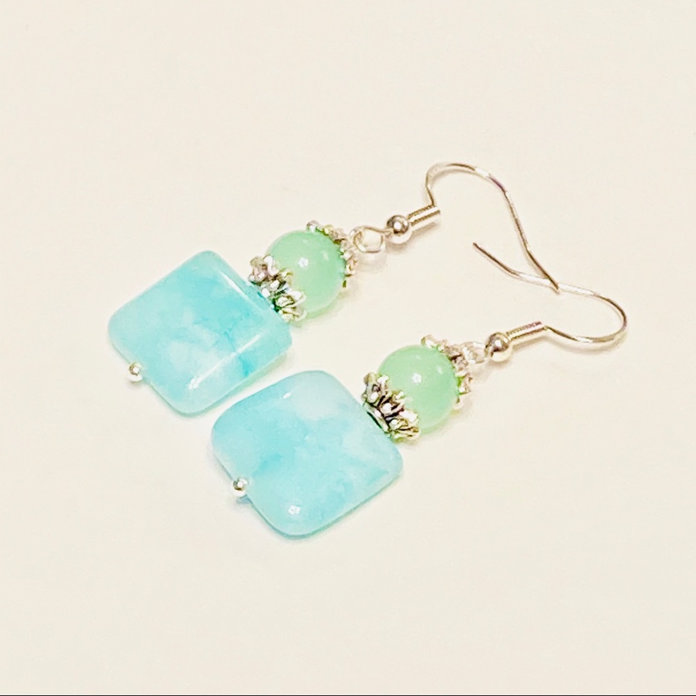 CALMING Aventurine & Aqua Agate Stone Earrings
